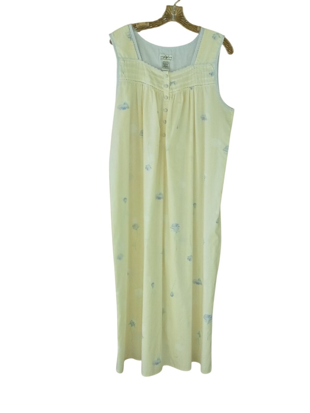 Villager Vintage Yellow Floral Sleeveless Maxi Nightgown Size 1X